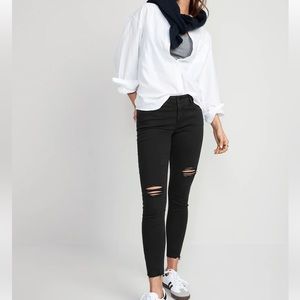 Old Navy Mid-Rise Rockstar Super-Skinny Raw-Edge Ankle Jeans